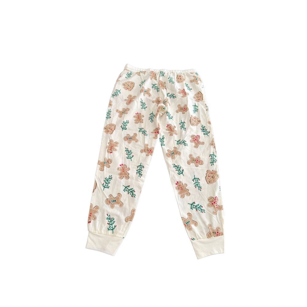 SECRET TREASURES LIGHT WEIGHT FLANNEL JOGGER PANTS IVORY GINGERBREAD CHRISTMAS P